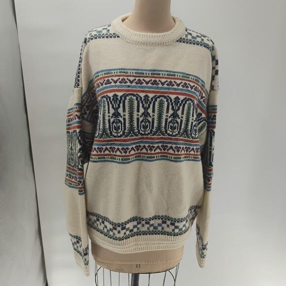 Vintage 90s Concrete Brand Sweater Size M Crazy Pattern Multi Color Acrylic - Picture 1 of 12